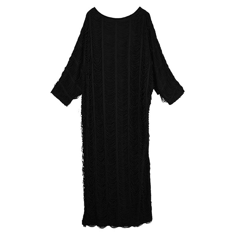 

XITAO винтажное однотонное женское платье с круглым вырезом GMM1029 One Size чёрный