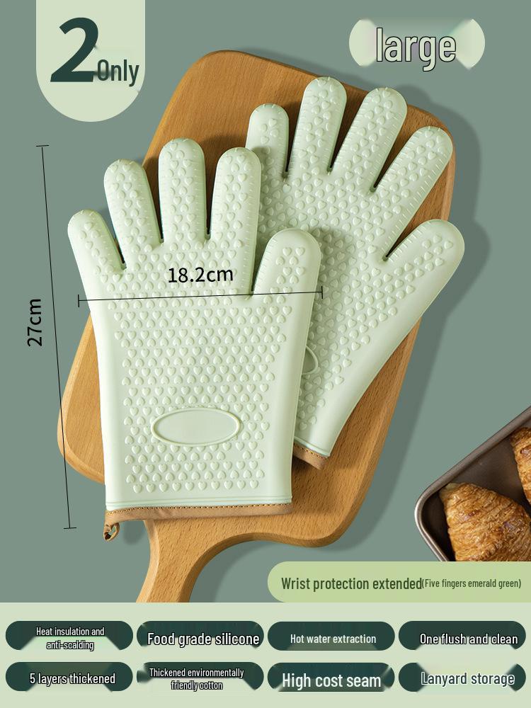 Heat-Resistant Silicone Oven Gloves - Anti-Scald, High-Temp Safe for Baking & Microwave Use