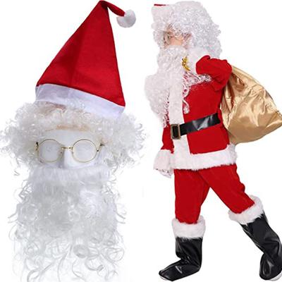 Funny White Festival Christmas Cosplay Props Santa Wig False Beard Santa Mustaches Curly Wigs