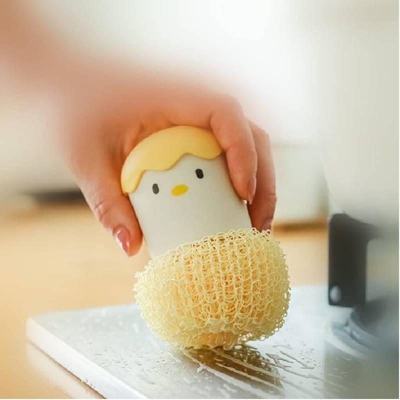 High-quality Nano Cleaning Brush With Handle For Pots And Dishes Cute And Detachable Eggshell Design