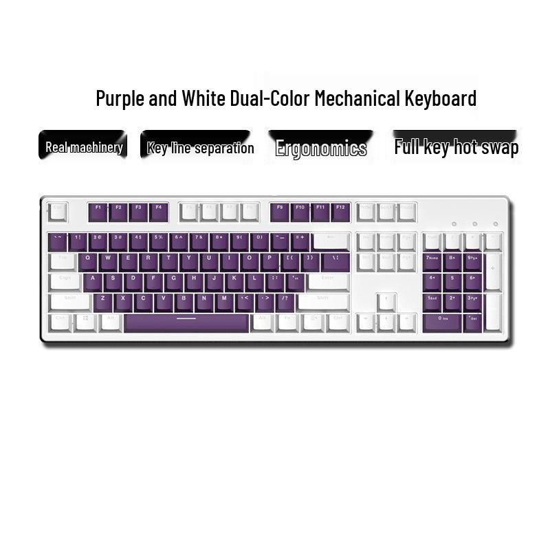 Hot-Swappable 104-Key Mechanical Gaming Keyboard for Girls, Wired, Blue/Black/Brown/Red Switches, Dual-Color Design