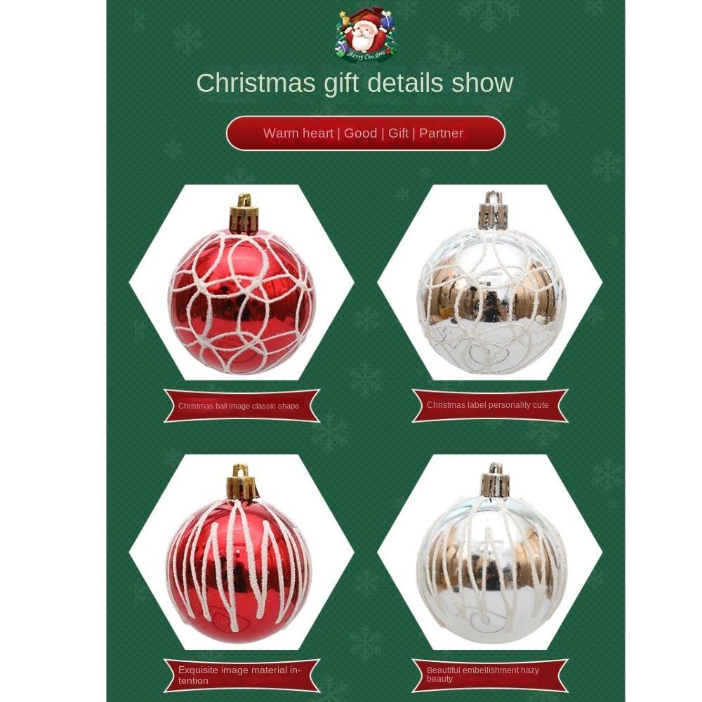 6 szt./pudełko Galwanizowane Malowane Kule Ozdoba na Choinkę Plastikowy Wisiorek Wisiorek Pudełka na Prezenty Noworoczne Świąteczne