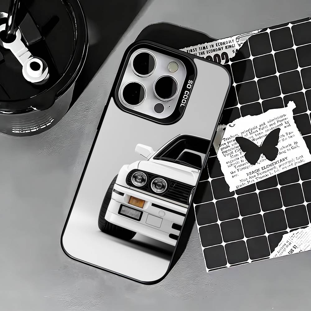 E30 CAR Phone Case For iPhone 17,16,15,14,13,12,11 Plus,Pro Max,XS,Colored Silver Phone Case