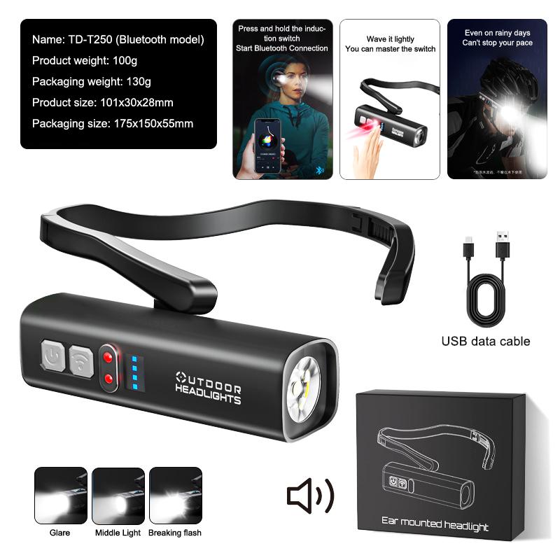 Rechargeable Waterproof Head Flashlight Ear Clip Headlamp– Bright LED Headlight For Fishing Hiking Running Cycling Outdoor