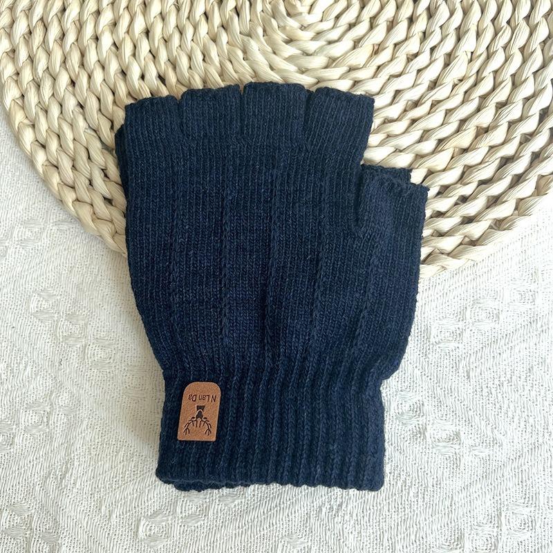 Men's Gloves Solid Color Knitted Wool Gloves Are Cold-proof and Warm In Autumn and Winter, and Can Be Simple and Versatile with Five Fingers