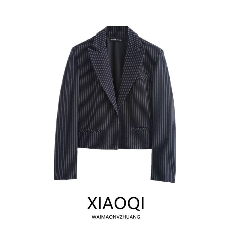 Fashion Style 2024 Autumn New Women's Clothing Pinstripe Loose Short Long Sleeve Suit Coat 1255853