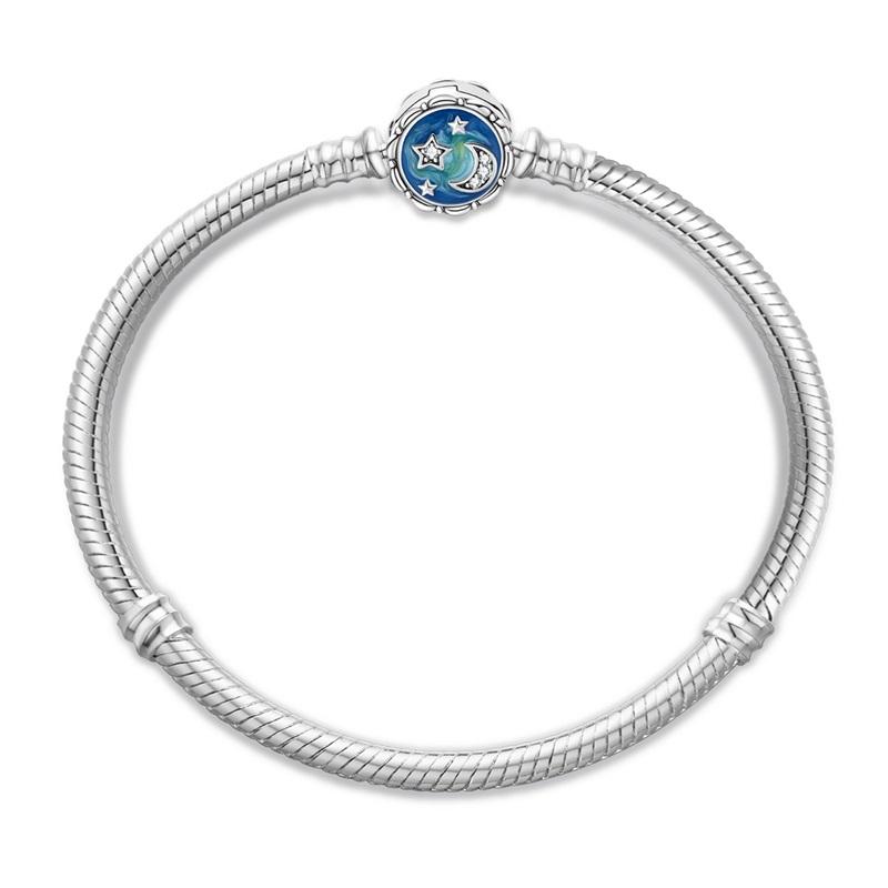 925 Silver Bracelet with Star Moon Four Leaf Clover Heart Charms DIY Jewelry Making CZ Chain For Women