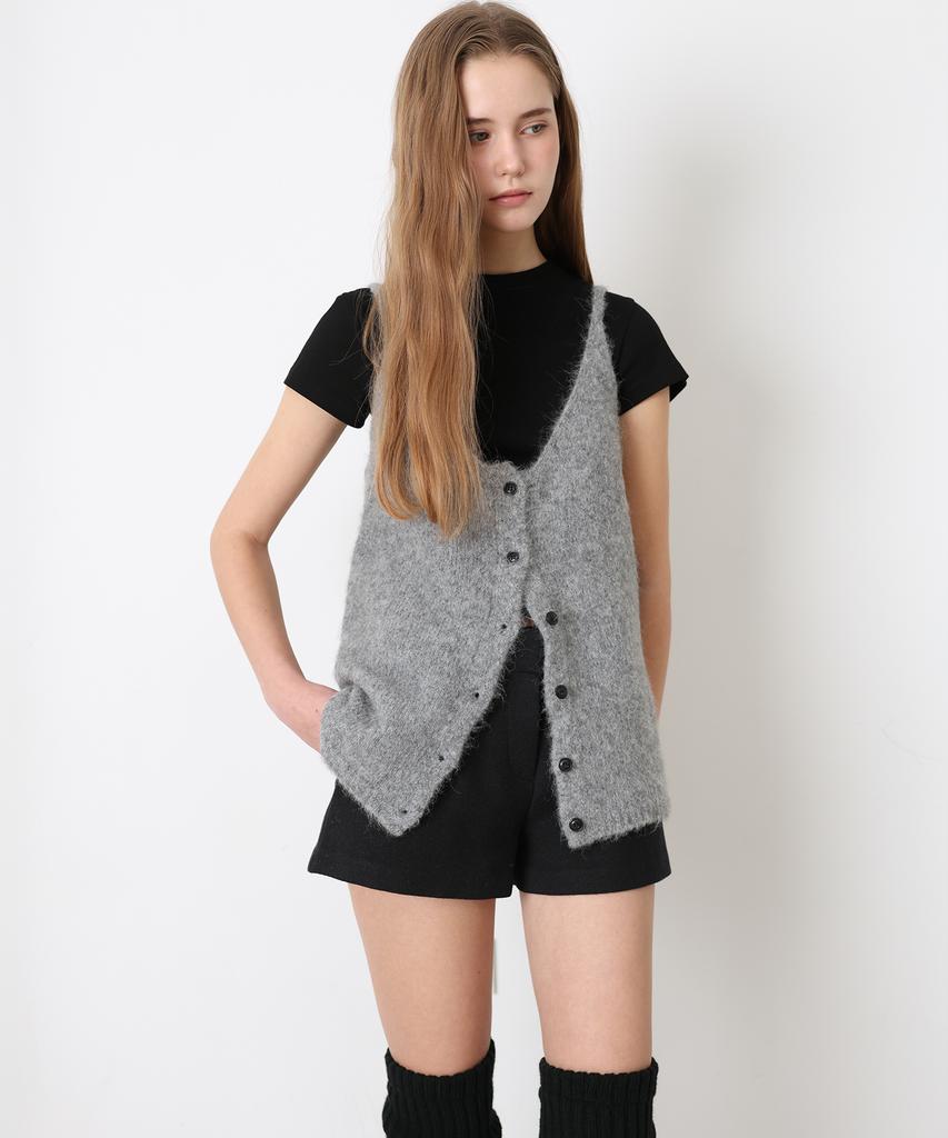 Daenkeudieo Hairy Alpaca Long Bustier - Gray