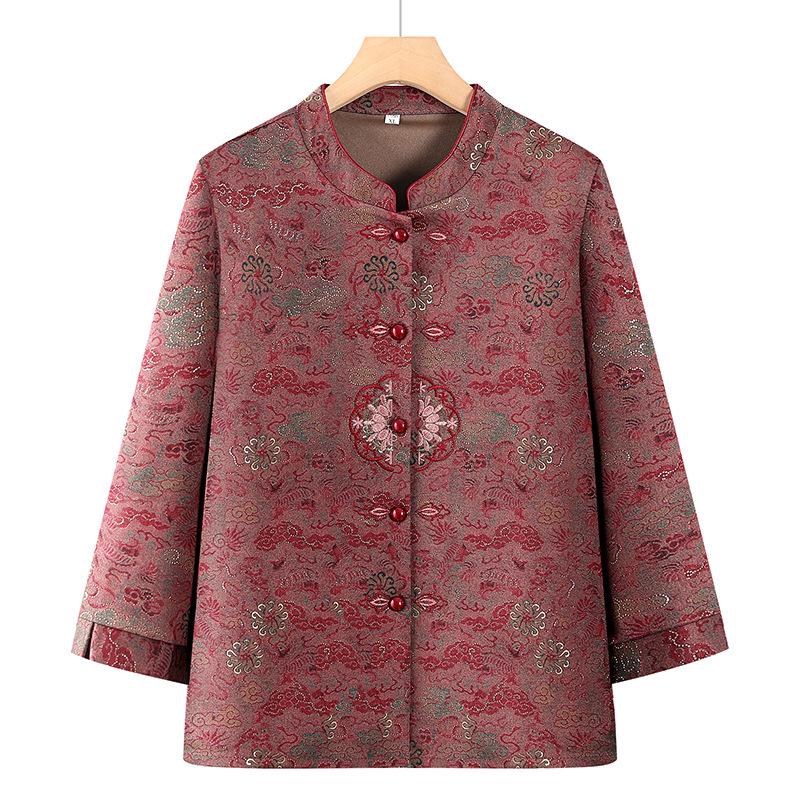 

2026 Spring & Autumn Loose Fit Long Sleeve Jacket for Seniors 5XL -- 150-160 lbs червоний
