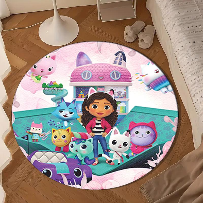 Colorful Friends Dollhouse Round Rug for Livingroom,Bedroom, Palyroom, Chair Rug, Area Rug, Circle Carpet, Large Size Fan Christmas Gift