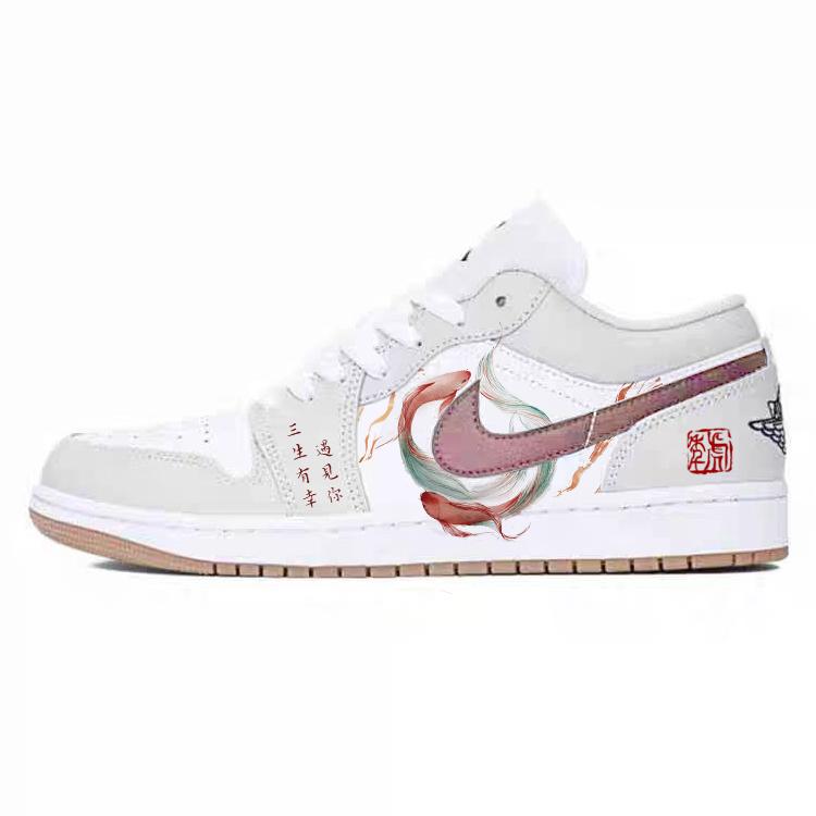 

Jordan Air Jordan 1 Slip Resistant Abrasion Resistant Low top Vintage Basketball Shoes Unisex White 553558-146(Team181-) 38.5