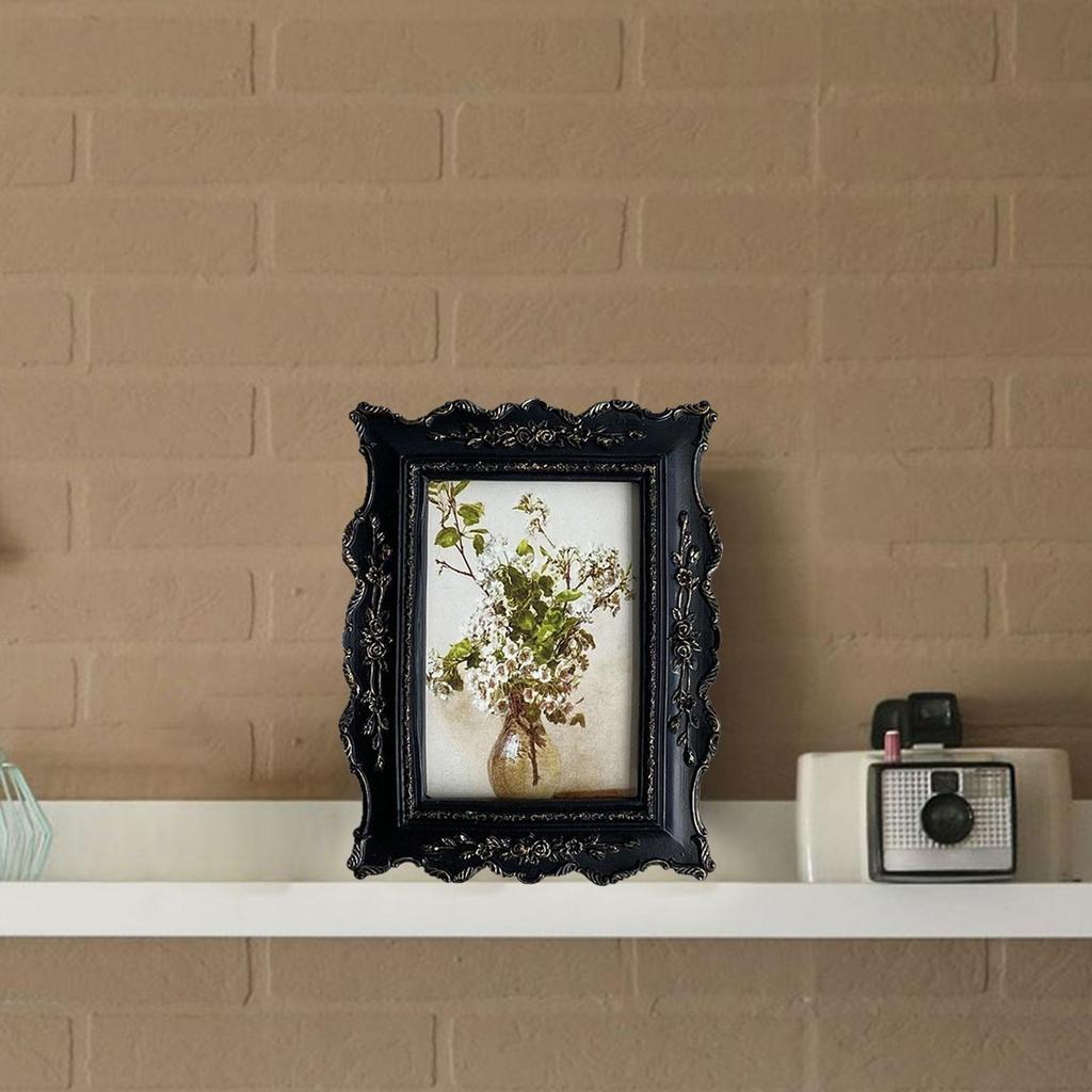Picture Frame Decorative Photo Gallery Resin Photo Frame Ornate Retro Design for Office Graduation Wedding Tabletop Living Room