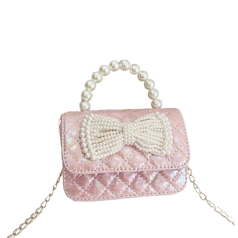 Mini Bow Crossbody Bag Korean Style Children Coin Purse Simple Pearl Handbag  Kids