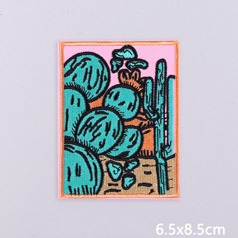 Cowboy Cactus Patch Iron On Patches On Clothes Western Cowgirl Embroidered Patches For Clothing Stickers Fusible/Sewing Badges