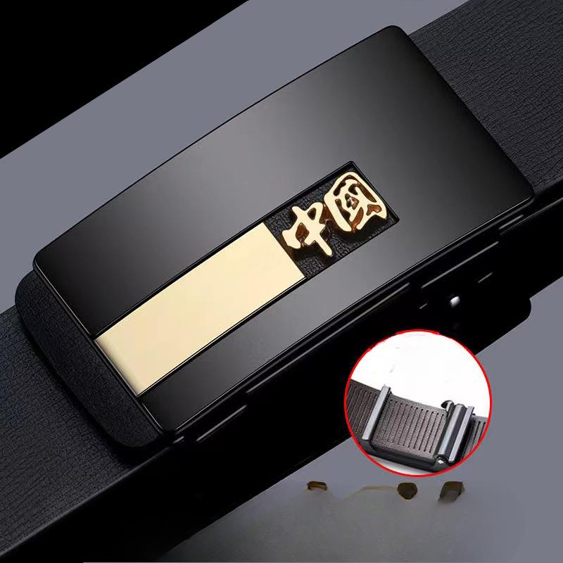 Belt for Men High End Business Cowhide Automatic Buckle Belt for Middle Aged and Young Versatile Trousers Belt for Men