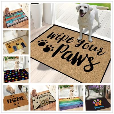 Simple Letter Print Welcome Doormat Non-Slip Living Room Bedroom Bathroom Mat 100% Polyester Paw Kitchen Rug Home Decor Carpet