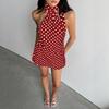 2026 Summer New Sexy Temperament Spice Girl Neck Slim Backless Polka Dot Dress Women's
