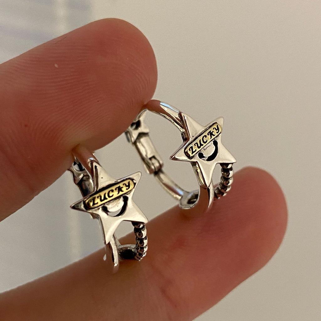 Lucky Blindfolded Star Ear Buckle Women's Unique Design Earrings Niche Premium