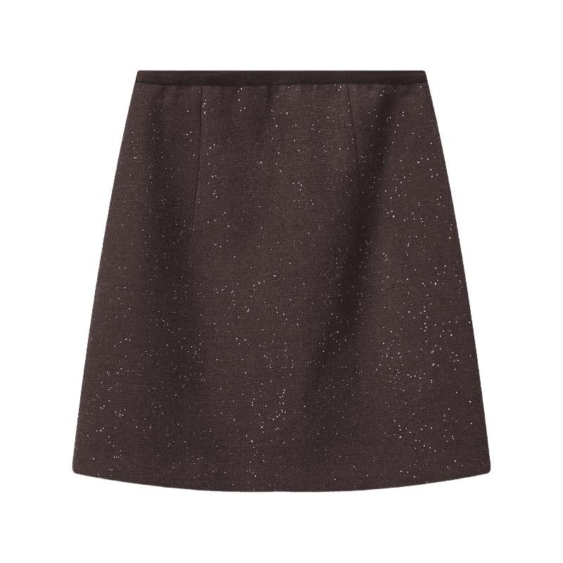 Xiangying Women's High-Waisted A-Line Wool Mini Skirt