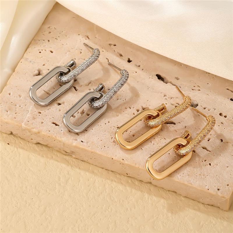 Retro Double Loop Design Tropfen Ohrringe Gold Silber Farbe Geometrische Runde Ohrringe für Frauen Mädchen Punk Hip Hop Mode Schmuck G