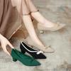 Fairy 2024 Korean Style Knit High Heels - Versatile, Thick-Heeled Women's Shoes for Spring & Autumn