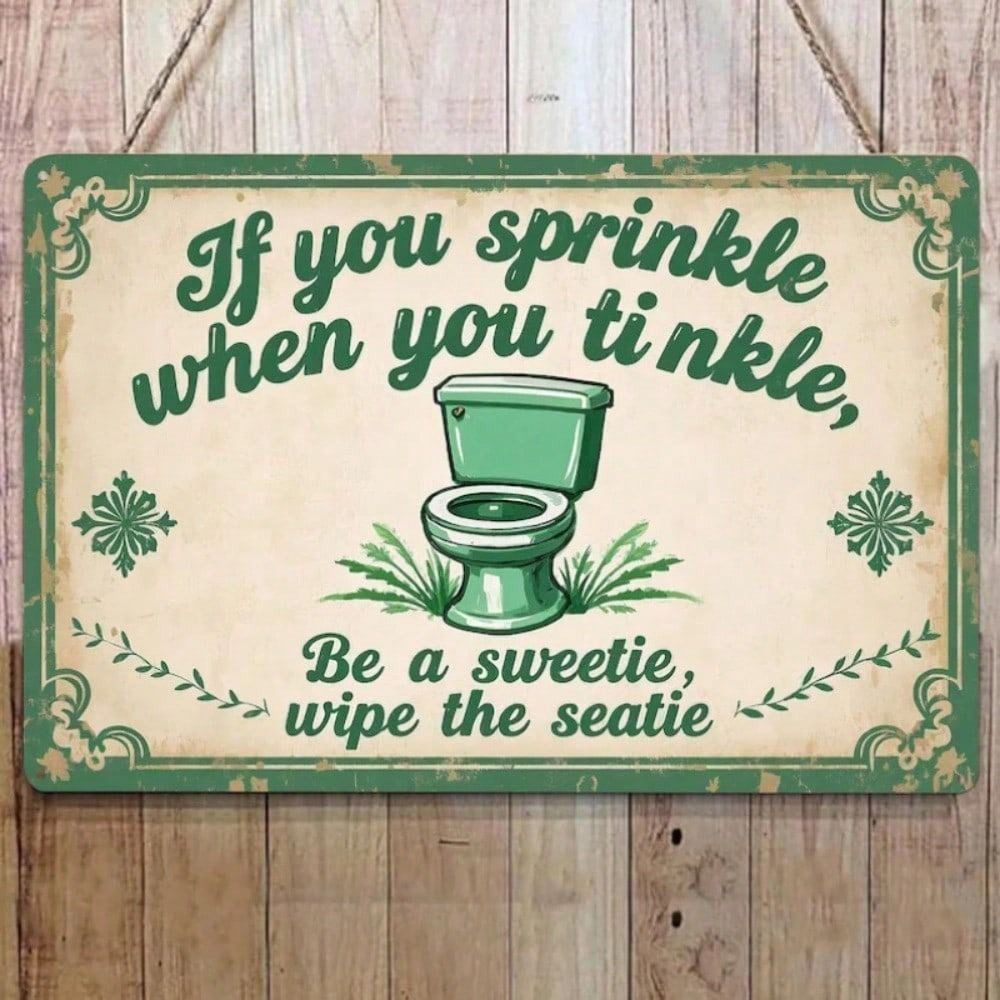 Vintage Metal Tin Sign Funny Bathroom Decor PLEASE FLUSH Toilet Art Man Cave Gift 20x30cm