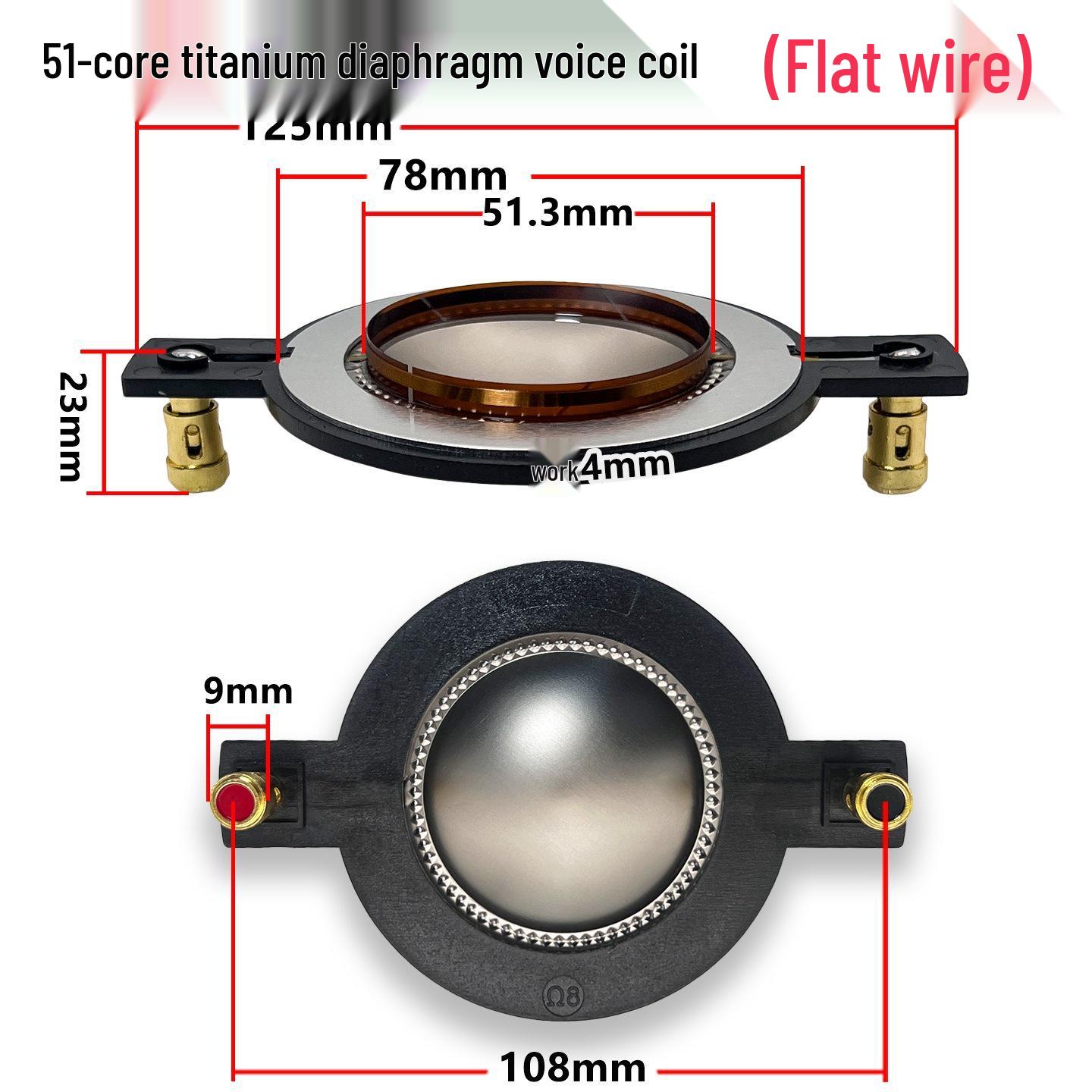 51-Core Titanium Diaphragm Tweeter Driver Head - 51.3mm Flat Wire Voice Coil Accessories