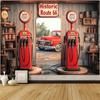 Historic Route 66 Gas Pump Backdrop Retro Gas Station Party Photo Background