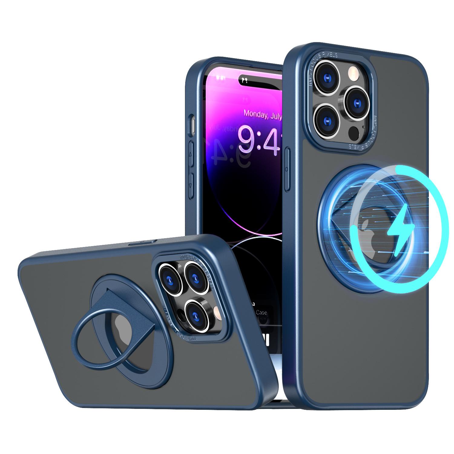 

Strong Magnetic Suction for Mobile Phone Case with Ring Stand for IPhone17pro Mobile Phone Case 2-in-1 for Apple Mobile Phone Case For iPhone17