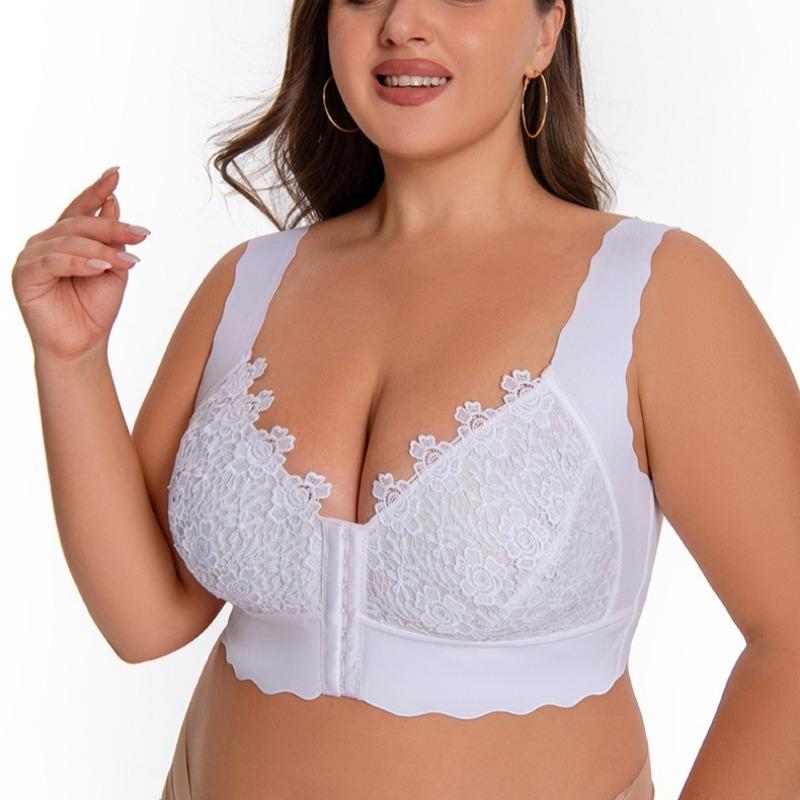 Large Size Front Clasp No-padded Thin Underwear Beautiful Back Seamless Large Chest Push-up Bra