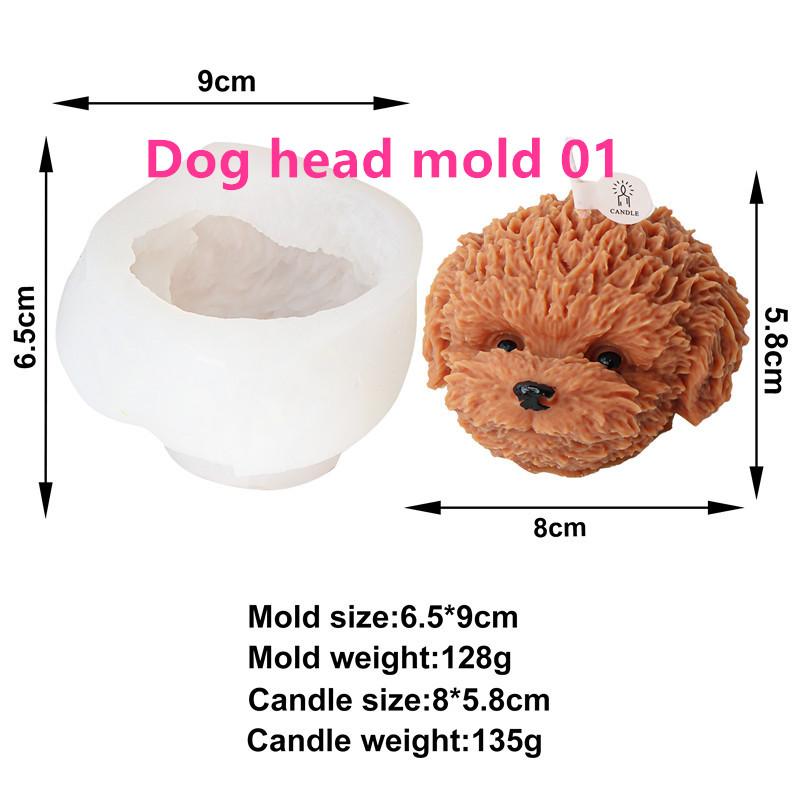 3D Handmade Animal Three Eyes Cat Head Silicone Candle Mold DIY Kitten Dog's head Plaster Crafts Resin Casting Home Decor Gift