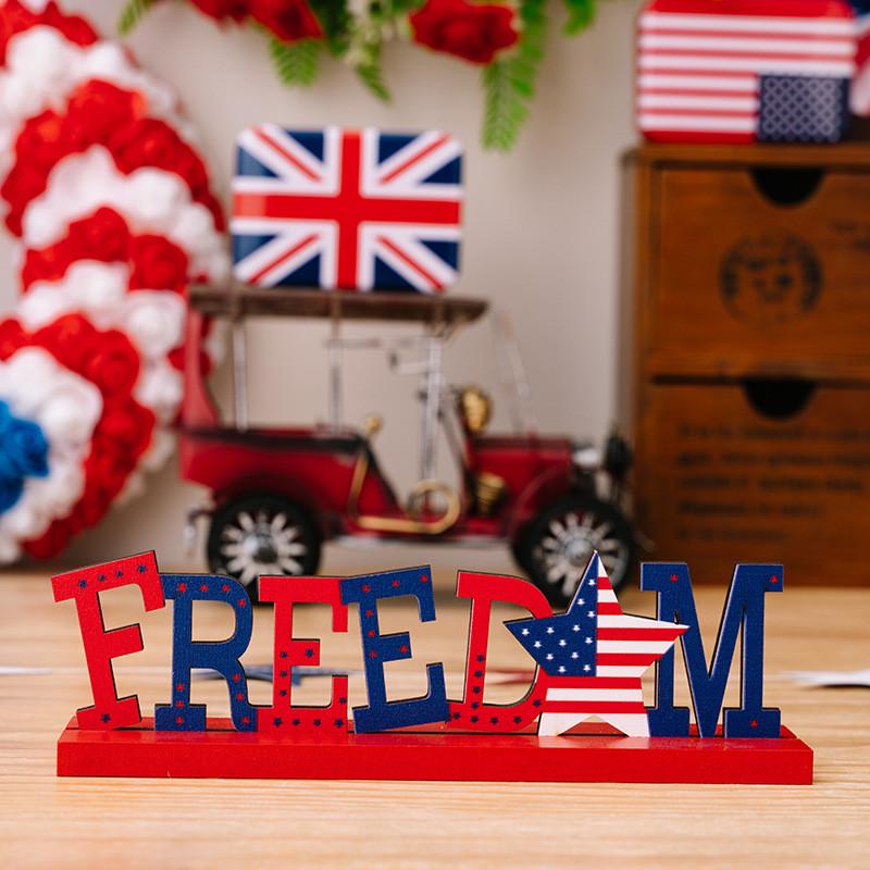 4th Of Whimsical July Wooden Gnome Letter Decorations For Patriotic Home Styling