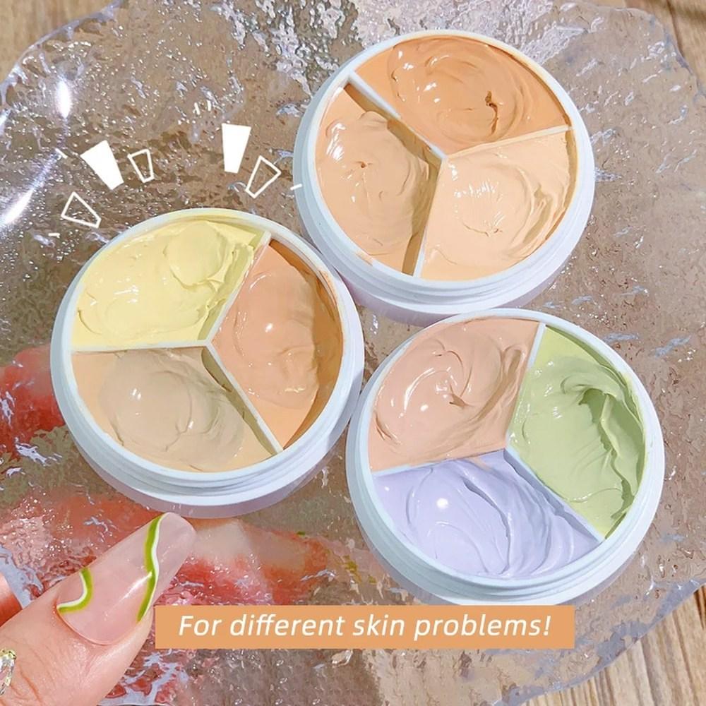 Foundation Palette Cream Base Concealer 3 Colors Coverage Acne Spots Dark Circles Face Moisturizing Makeup Cosmetics, 1 Piece