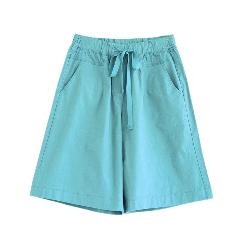 Dames Casual Shorts met Hoge Taille van Katoenen Twill - Los, Kreukvrij, Wijde Pijpen, Grote Maten, Zomerstijl