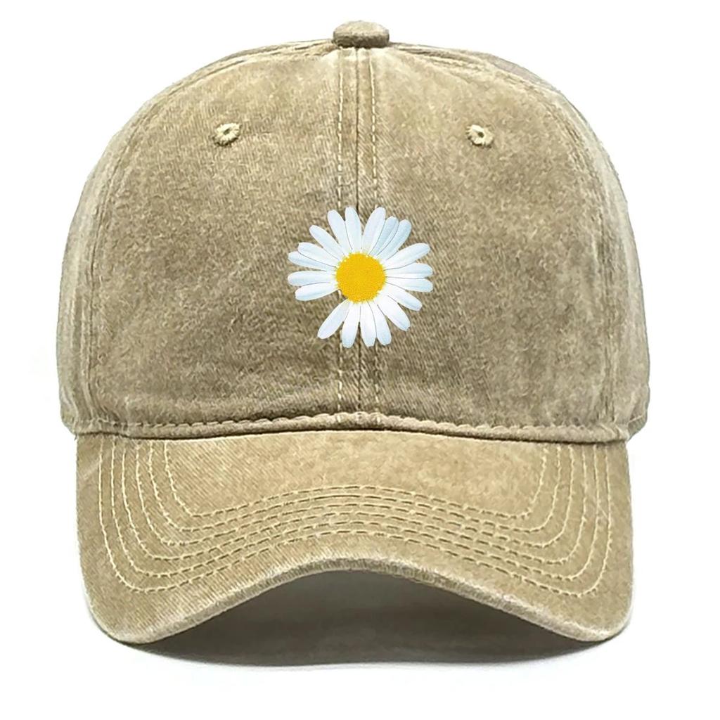 Baseballkappe mit Gänseblümchenmuster, verstellbare Mesh-Kappe, Retro-Baumwoll-Snapback, Sommer, Outdoor, Golf, Angeln, Geschenk, Streetstyle-Kappe