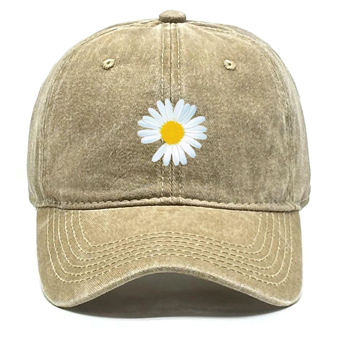 

Бейсболка с принтом ромашек, регулируемая сетчатая шляпа, ретро хлопковый снэпбек, летняя уличная кепка для гольфа и рыбалки, подарок, кепка в уличном стиле