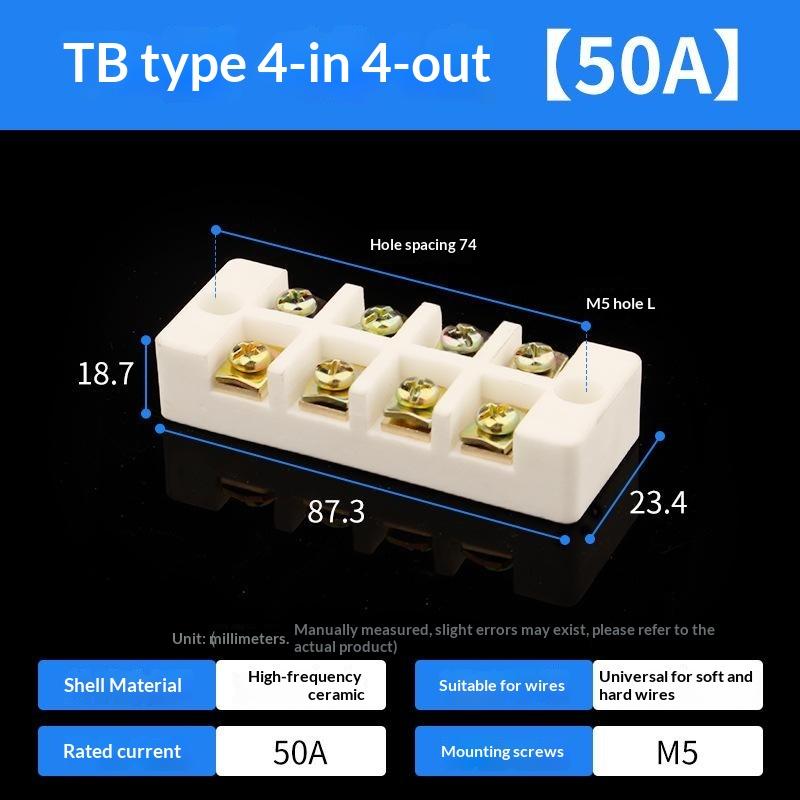 High Temperatures Ceramic Wire Connector 30A 800℃ Heat Resistant Terminals Block For Industrial Equipment Wiring