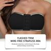 Zeriluna Ruffled Trim Wireless Bandeau Bra Summer Breathable Strapless Front-Closure Non-Slip Push-Up Beauty Back
