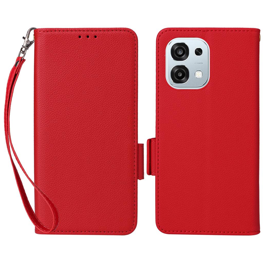 Leather Case for Oppo A6 Pro 4G/A6 Pro 5G/F31 5G Litchi Texture Wallet Phone Cover with Wrist Strap
