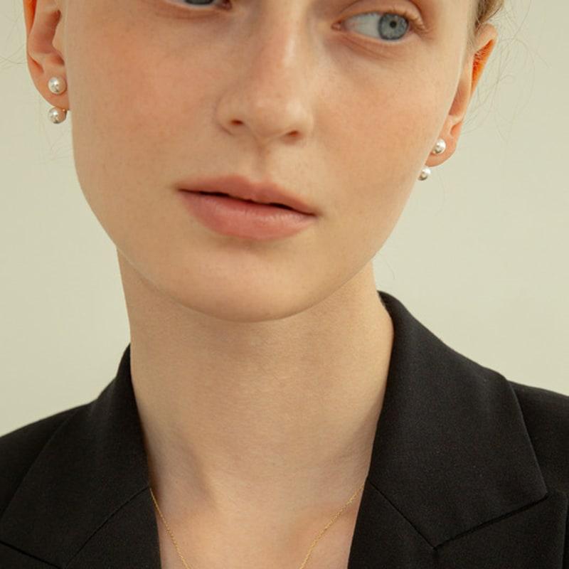 LUNNE 14k Double Pearl Two-Way Earrings (14k Gold) #L25