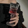 Koreai stílusú gravírozott kis serlegű üvegpohár Soju Sake likőrhöz, rövid talpú üveg