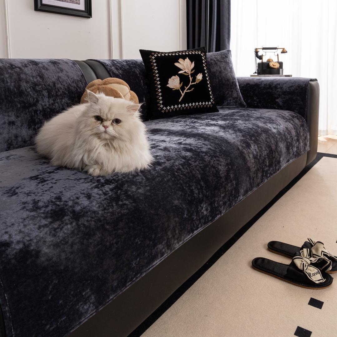 

1 шт. Мягкий бархатный нескользящий чехол на подушку для дивана - Всесезонная накладка на диван, Полотенце для дивана, Нескользящий декор для гостиной, Защита сиденья, Уютный 70x150cm тёмно-синий