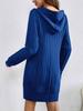 2025 Autumn/Winter Knit Hooded Ribbed Pocket Long Sleeve Dress for Women