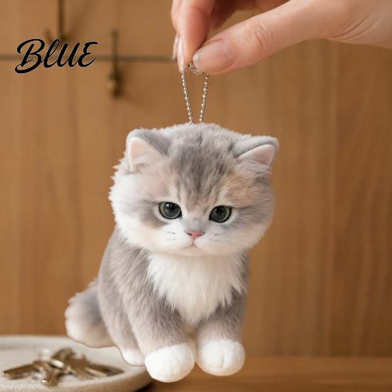 High Elastic Cotton Plush Simulation Cat Doll Keychain, Soft Skin Friendly Stuffed Animal Decorative Toy Pendant, Kitten Plushie Bag Charm for