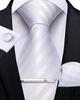 [DiBanGu] Hochzeitskrawatten-Set: White Tie, Einstecktuch und Krawattennadel mit Geschenkbox