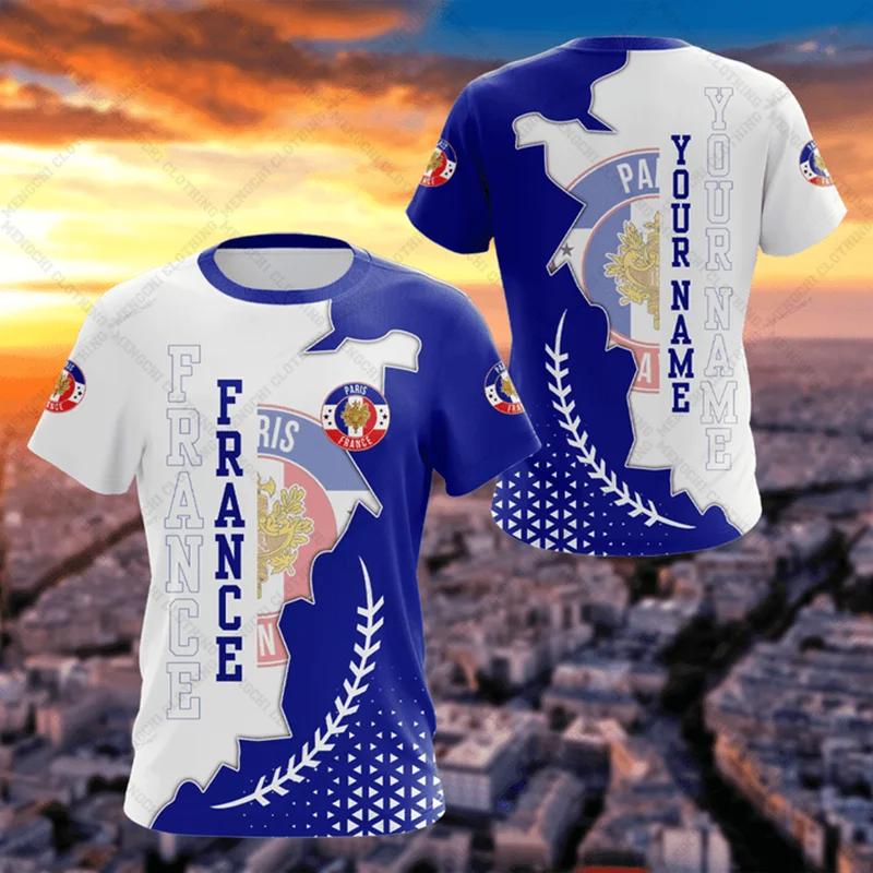 France Emblem Skull Graphic Custom Tees Summer Casual Streetwear Men's Fashion O-neck T-shirts Boys Oversized Short Sleeve Tops