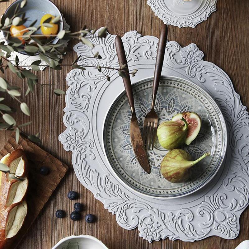 Konco Silicone Placemats for Table Waterproof Non-Slip Tableware Pad Nordic Style Western Tablemat Coaster Decoration Mat