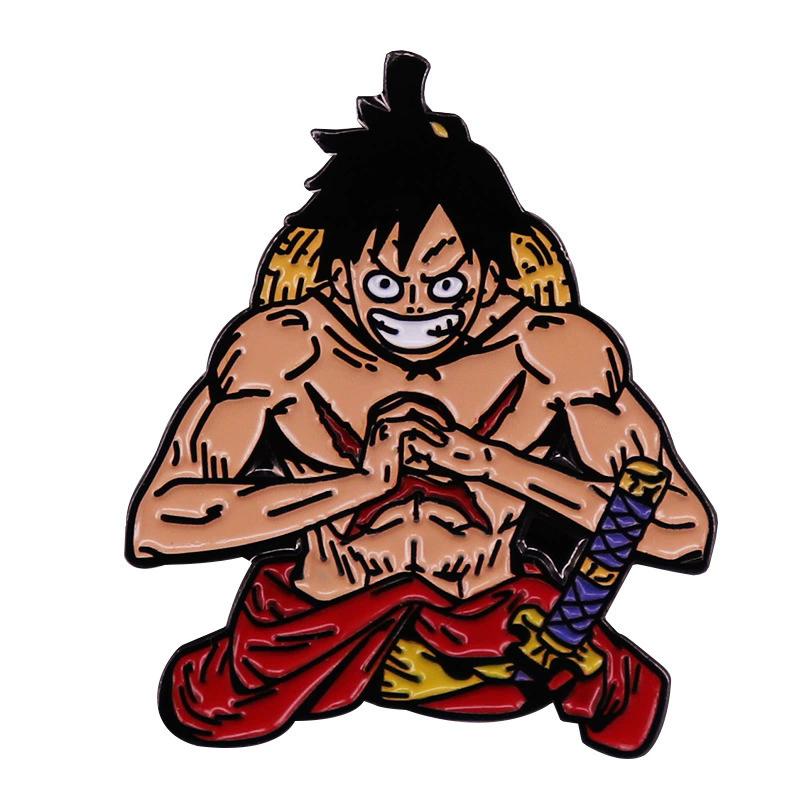 Creativity Anime One Piece Enamel Pins Monkey D Luffy Badges Men Women's Brooches Cool Briefcase Badges Decorate Gifts