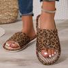 Fashion 2025 New Hot Sale Women’s Home Slippers Round Toe Leopard Flat with Sandal for Plus Size Light Comfortable Daily Casual Slippers