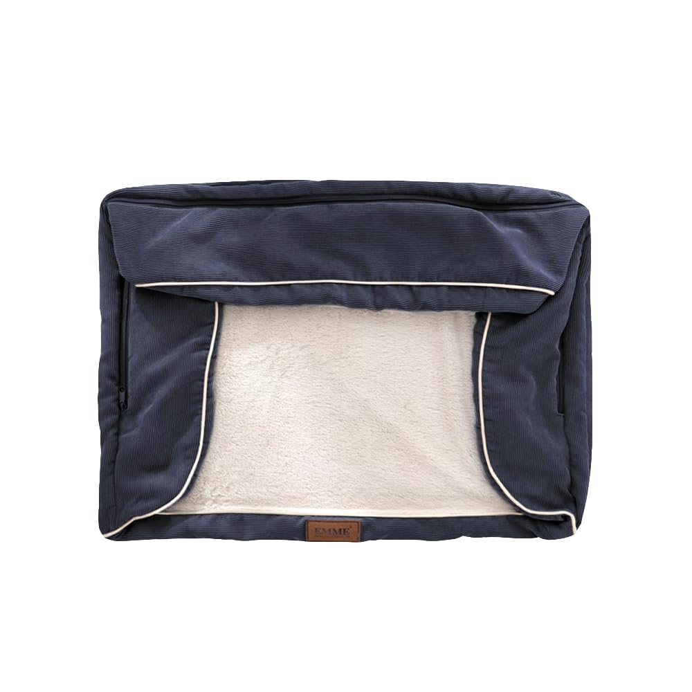 EMME Fluffy Pet Bed Sofa Cover, Washable and Easy to Install, Fits Beds 111x86x26cm, Navy, XL Size